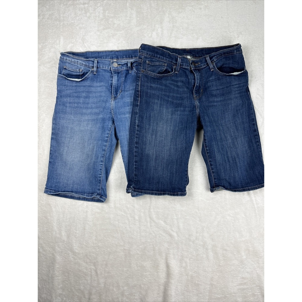 Levi's Strauss Shorts Women's Size 31 Lot Of 2 Medium Dark Wash Stretch Long